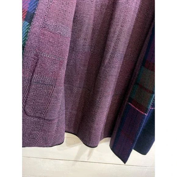 Talbots Weekend Plaid Cardigan Sweater Jacket Merino Wool Open Front Medium Pet‎ - Picture 5 of 8